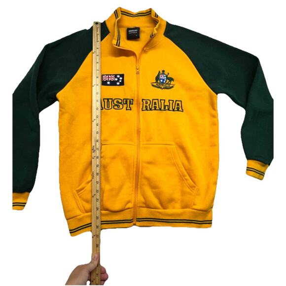 Adult Full Zip Up Baseball Jacket Mens Size Large Australian Green Gold - Picture 4 of 7